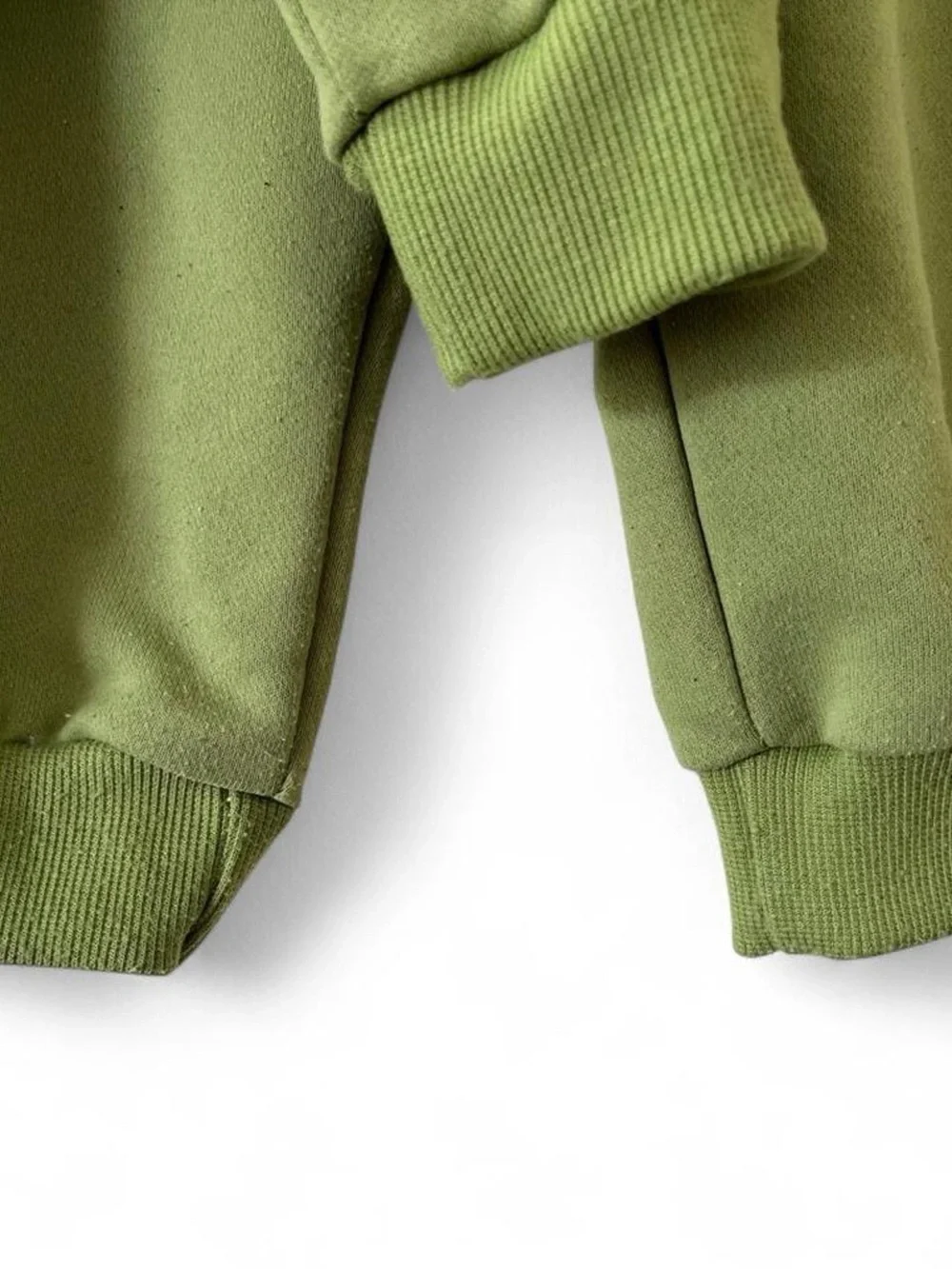 9-12M Girl 2 Piece Set Olive Green Cropped Hoodie Sweatpants
